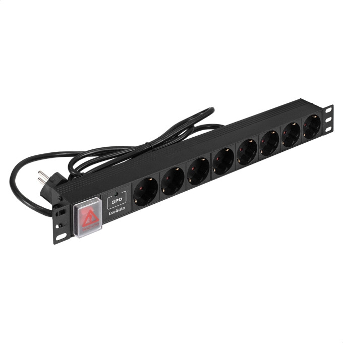 Блок розеток EXEGATE SERVERPRO PDU-19H804 Al-8S-EU2.5CU-SW-SPD1 EX299605RUS