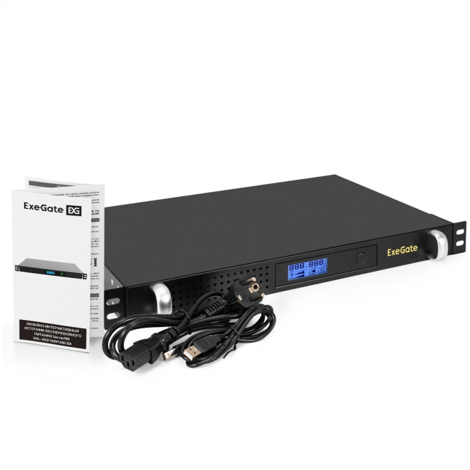 ИБП EXEGATE 1U ServerRM UNL-650.LCD.AVR.4C13.RJ.USB.1U EX297833RUS
