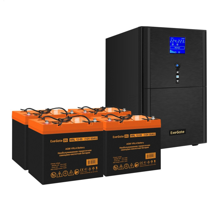 Комплект EXEGATE ИБП EX295991RUS + батарея 55Aч EX285652RUS 4шт EX296889RUS