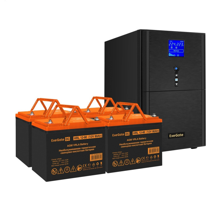 Комплект EXEGATE ИБП EX295991RUS + батарея 80Aч EX285654RUS 4шт EX296894RUS