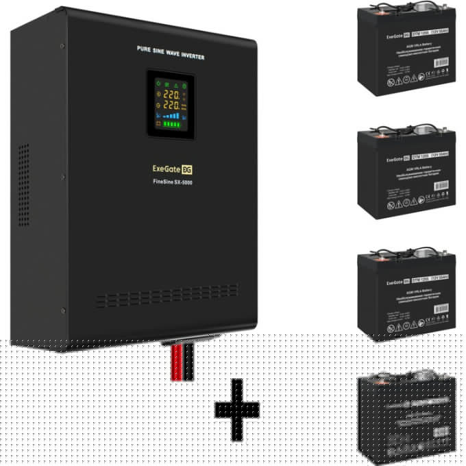 Комплект EXEGATE ИБП EX296004RUS + батарея 55Aч EX285667RUS 4шт EX296661RUS