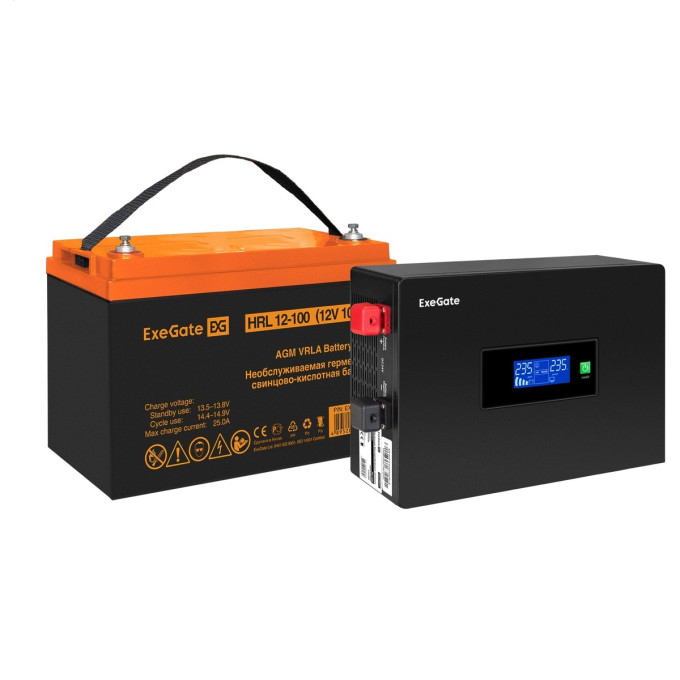 Комплект ИБП EXEGATE IDEALSINE SR-600.LCD.2SH + батарея 100Aч, 1 шт EX297396RUS