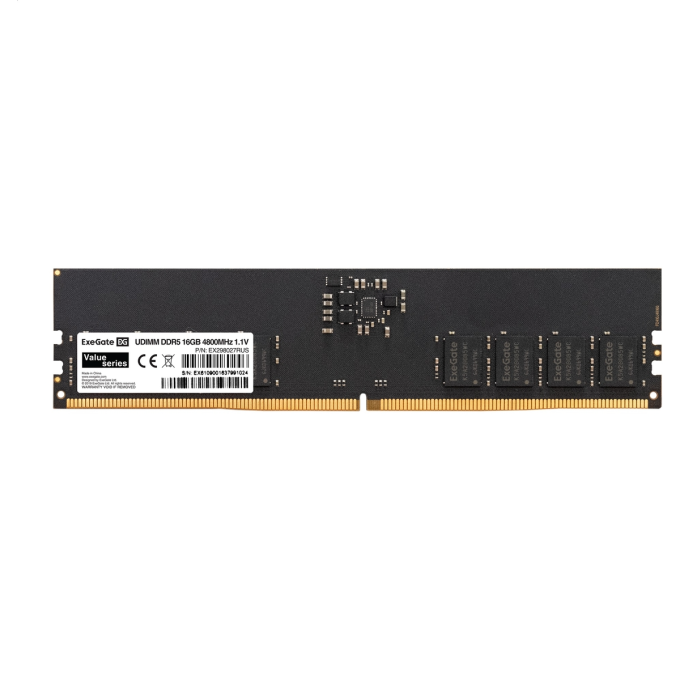 Модуль памяти EXEGATE VALUE DIMM DDR5 16GB 4800MHz PC5-38400 EX298027RUS